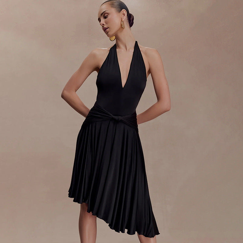 Blush Halter Asymmetric Dress