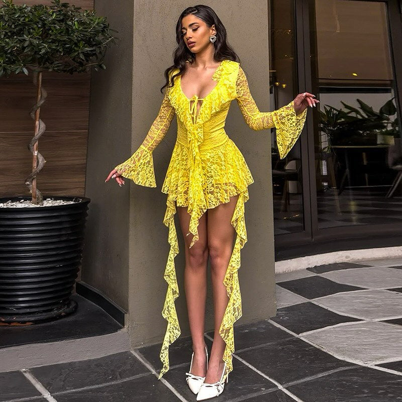 The Seraphina Ruffled Lace Mini