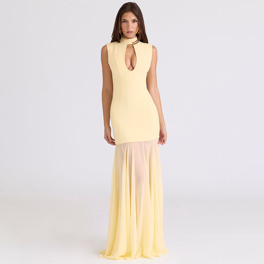 The Solis Mesh Column Gown
