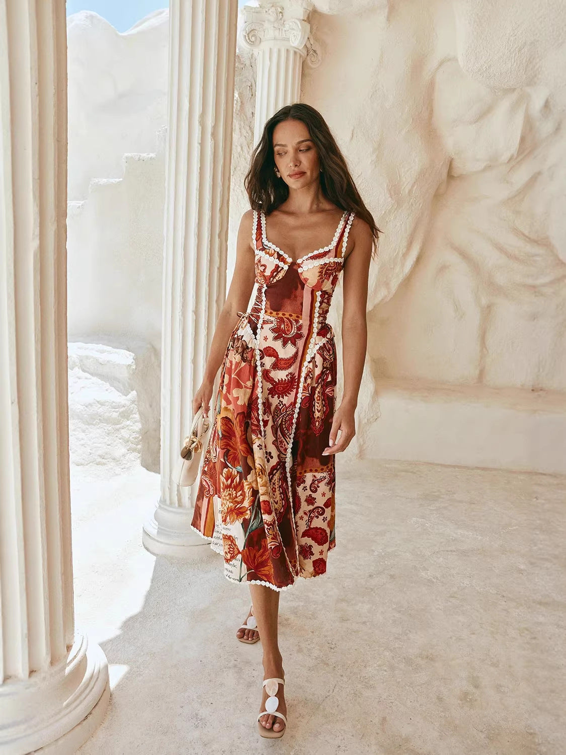 The Capri Linen Corset Midi