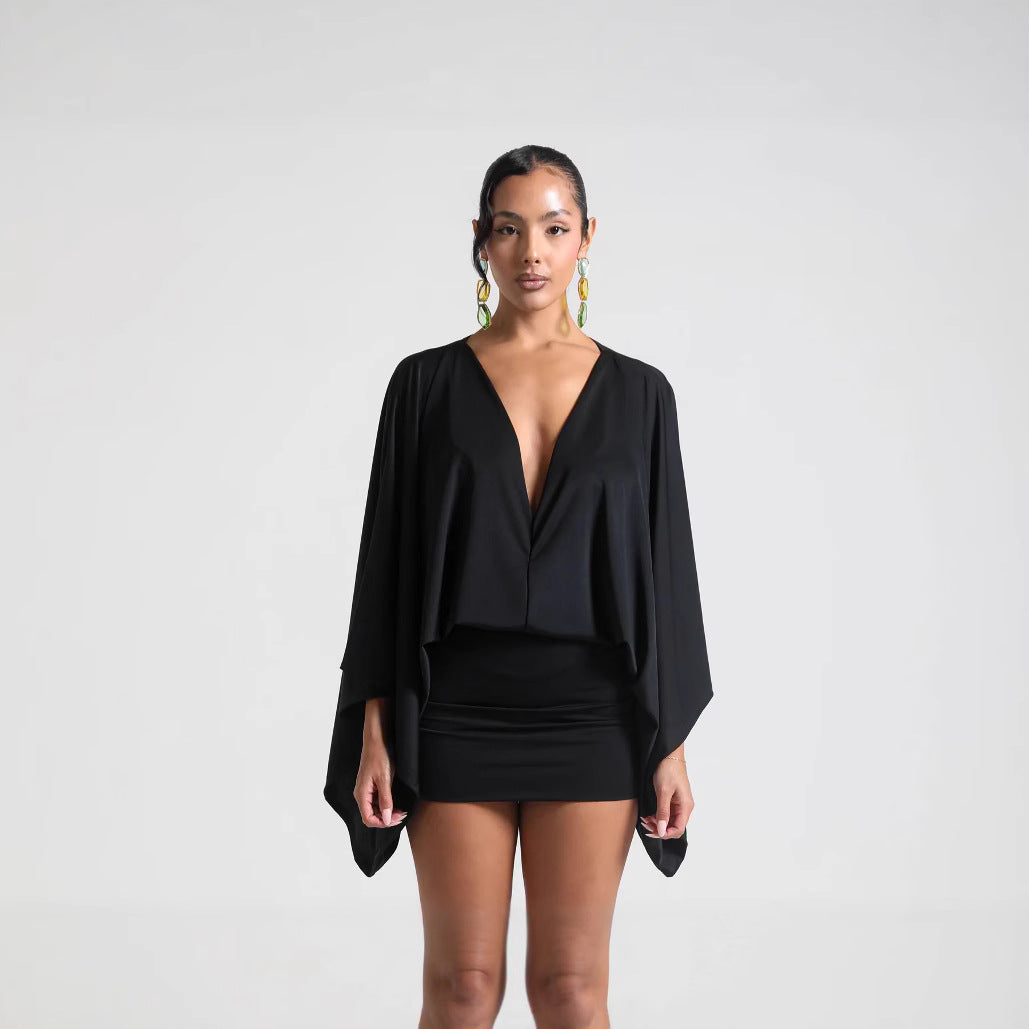 Women's V-Neck A-Line Mini Dress