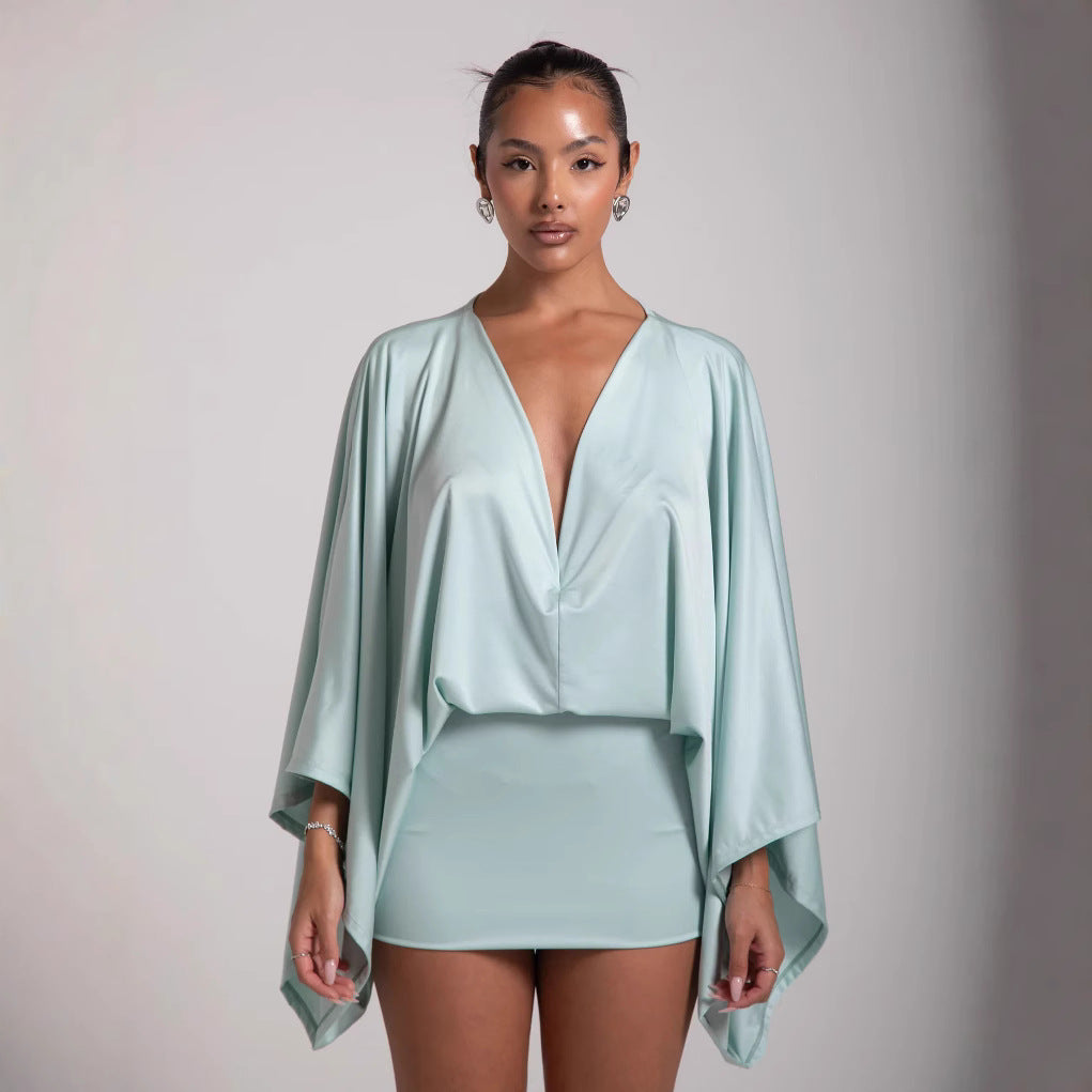 Women's V-Neck A-Line Mini Dress