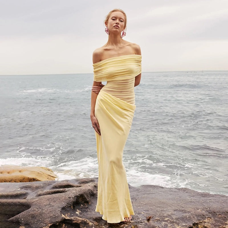 The Noire Mesh Column Gown