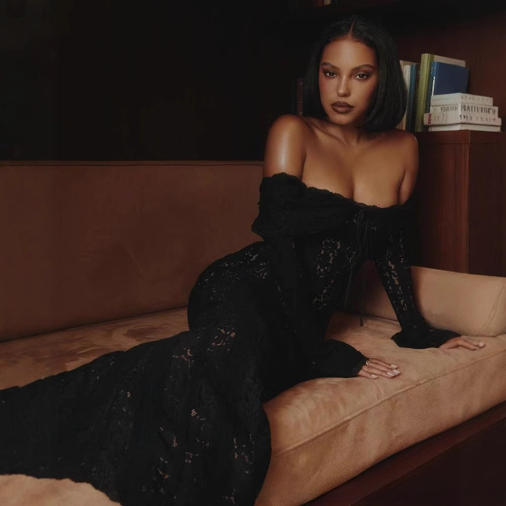 The Valentina Lace Column Gown