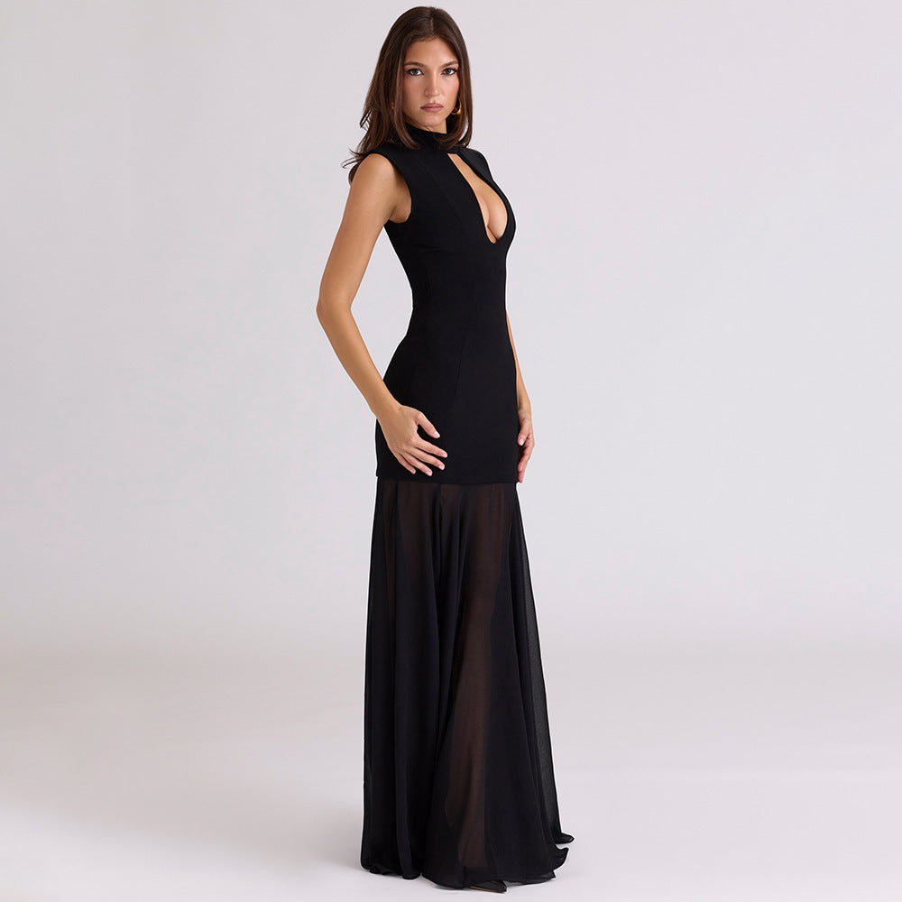 The Solis Mesh Column Gown