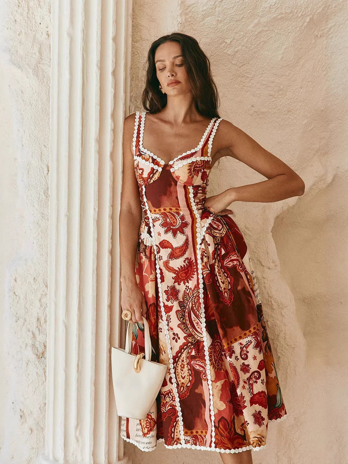 The Capri Linen Corset Midi
