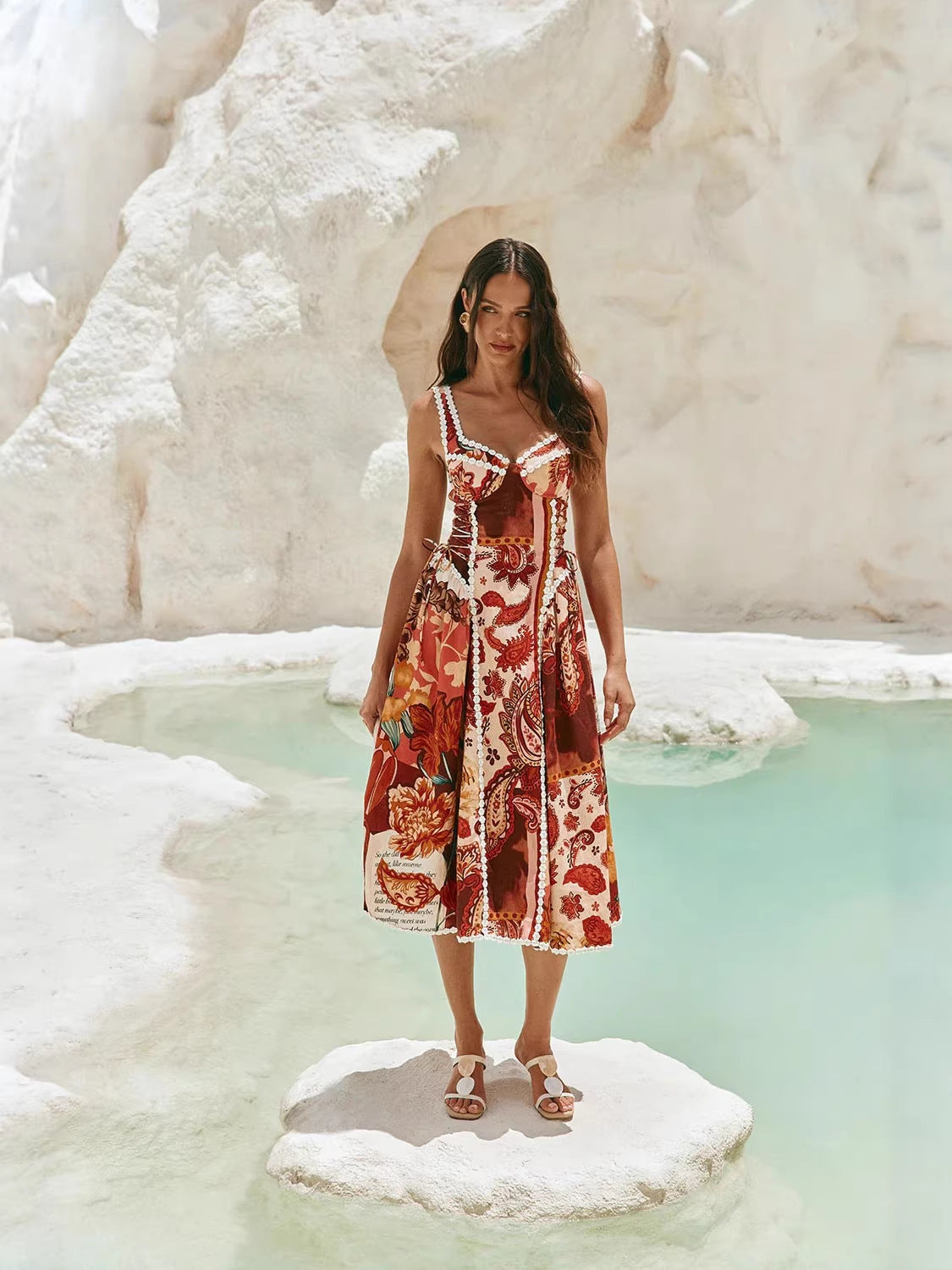 The Capri Linen Corset Midi