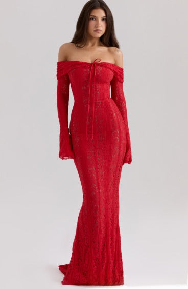 The Valentina Lace Column Gown