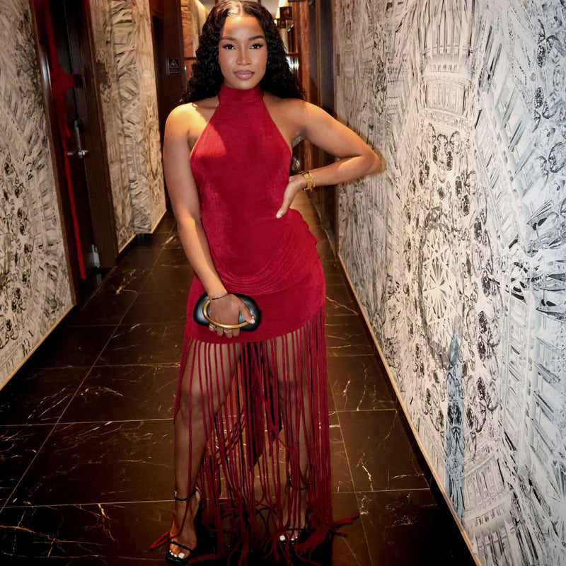 The Solis Sheer Column Gown