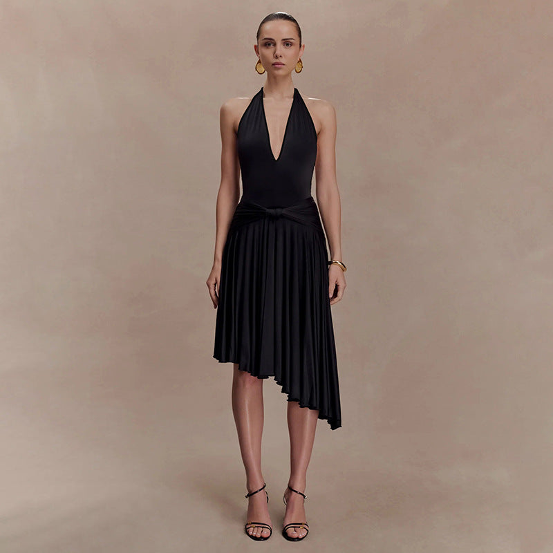 Blush Halter Asymmetric Dress