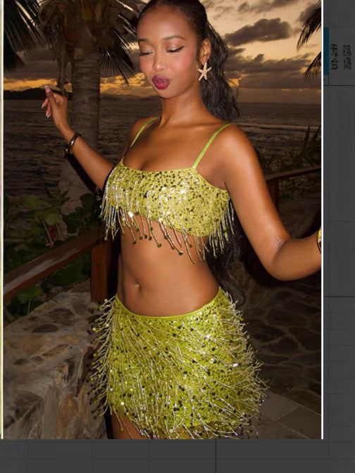 The Ibiza Glitz Fringed Two-Piece Set