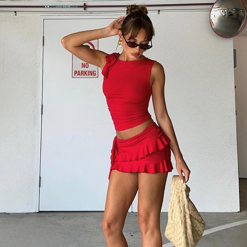 The Solis Ruched Skirt Set