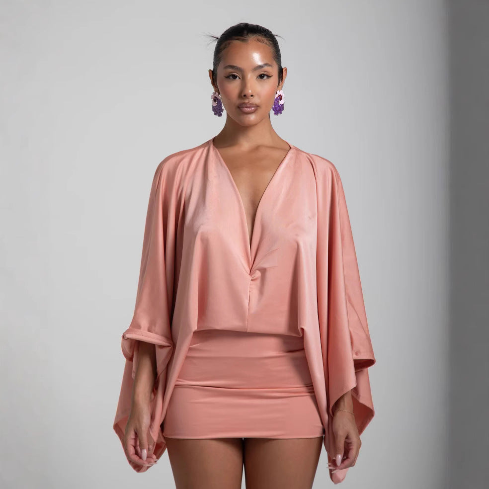 Women's V-Neck A-Line Mini Dress