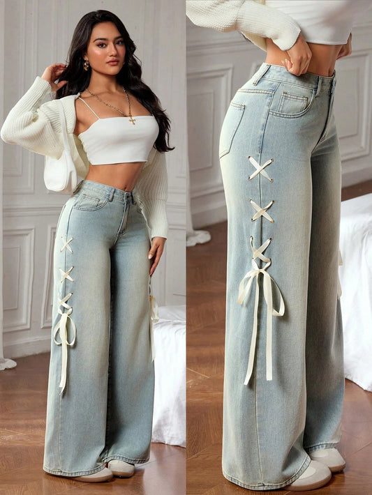 The Avenue Ribbon Wide-Leg